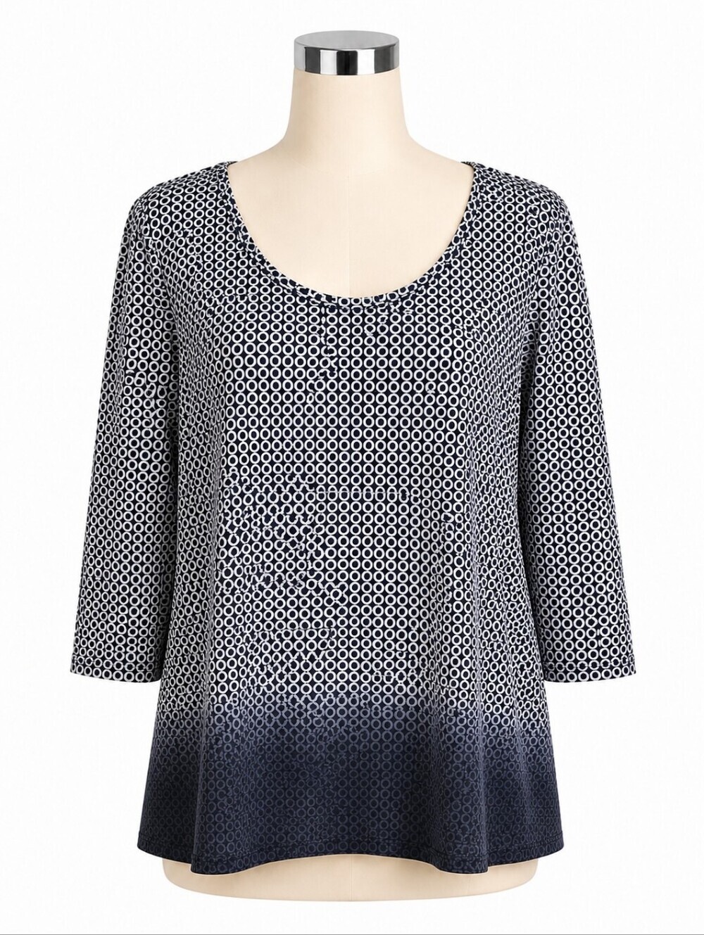 Pure J.Jill Ombre Geo Print Ballet Sleeve Tunic Top Sz XL Casual Lagenlook